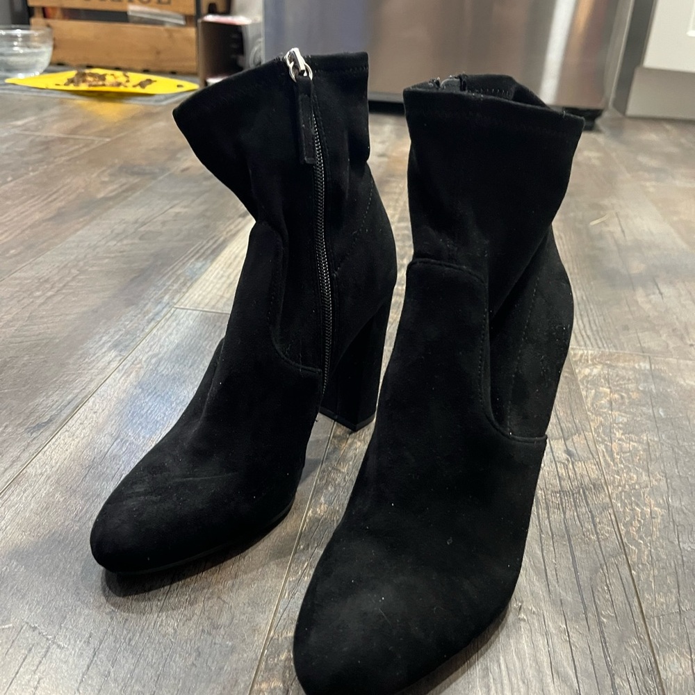 Steve Madden Black Suede Heeled Ankle Boots